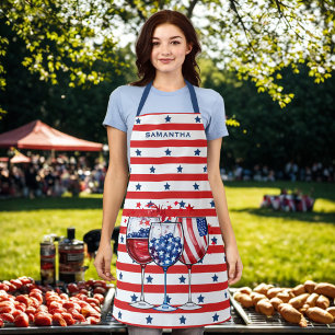 4. Juli Cocktails Rote und weiße Streifen Blaue St Schürze