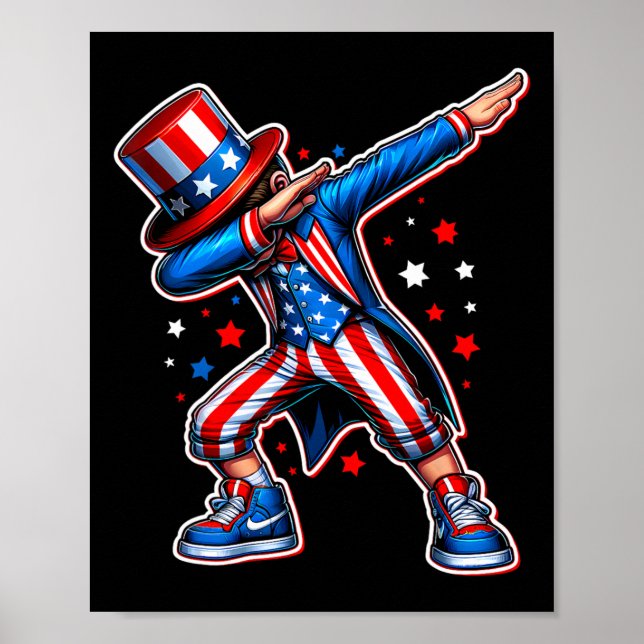 4. Juli Cooler Dabbing Boy American Flag Patriot Poster (Vorne)