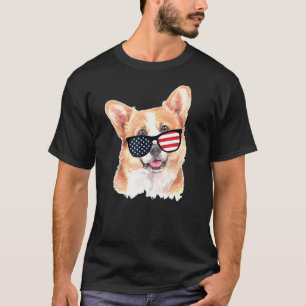 4. Juli Corgi USA-Flagge Amerika Sonnenbrille Hund T-Shirt