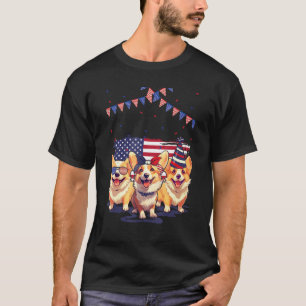 4. Juli Corgis USA Amerikanische Flagge Corgi Patr T-Shirt