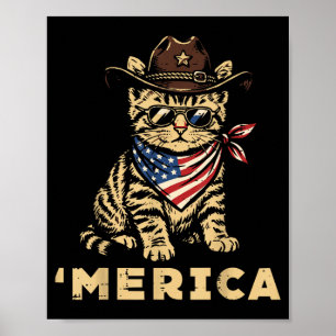 4. Juli Cowboy-Katze Merica Patriotische Frauen Poster