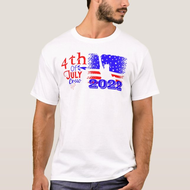 4. Juli Crew benutzerdefinierbares Datum American T-Shirt (Vorderseite)