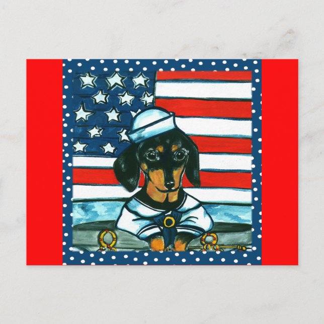4. Juli Dachshund Postkarte (Vorderseite)