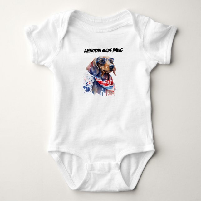 4. Juli Dackel Baby Strampler (Vorderseite)