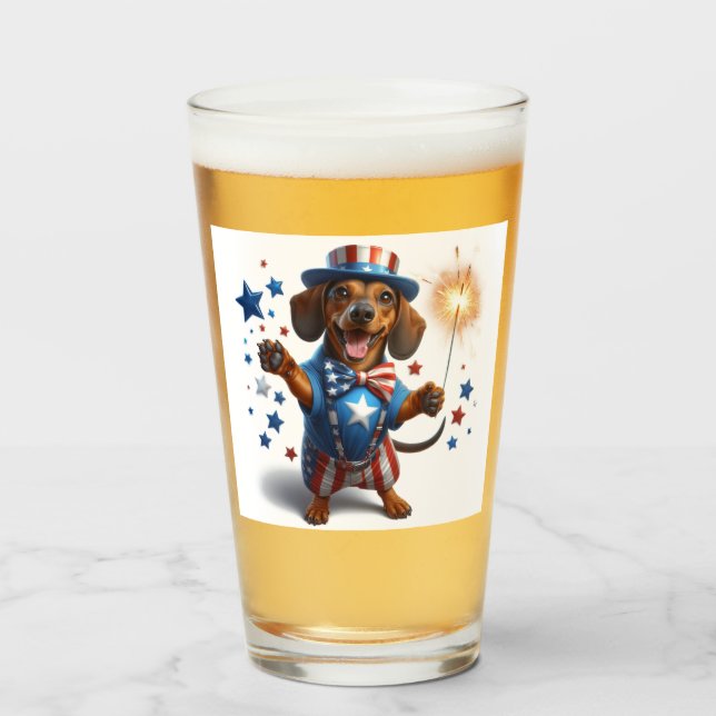 4. Juli Dackel Bier  Glas (Vorne (Gefüllt))