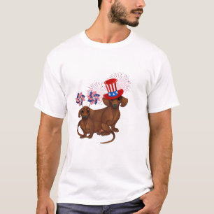 4. Juli Dackel Patriotischer T - Shirt