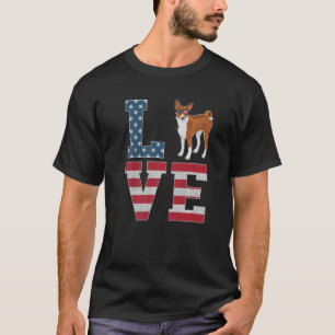 4. Juli Dekor Patriotische Liebe Basenji Dog Ameri T-Shirt