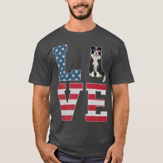 4. Juli Dekor Patriotische LIEBE Border Collie Dog T-Shirt