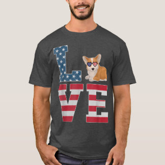4. Juli Dekor Patriotische LIEBE Corgi Dog Amerika T-Shirt