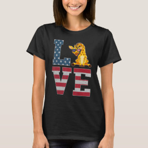 4. Juli Dekor Patriotische Liebe Giraffe American T-Shirt
