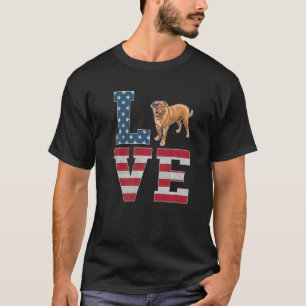 4. Juli Dekor Patriotische Liebe Mastiff Hund Amer T-Shirt