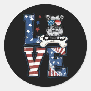 4. Juli Dekor Patriotische Liebe Schnauzer Dog Usa Runder Aufkleber