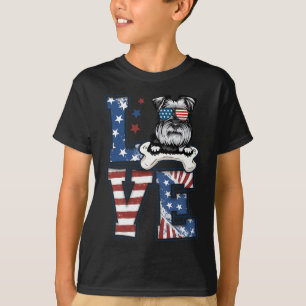 4. Juli Dekor Patriotische Liebe Schnauzer Dog Usa T-Shirt