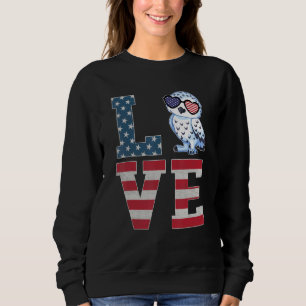 4. Juli Dekor Patriotische Liebe Snowy Owl Amerika Sweatshirt