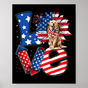 4. Juli Dekoration Patriotische Liebe Golden Retri