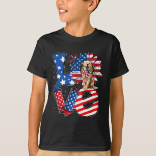 4. Juli Dekoration Patriotische Liebe Golden Retri T-Shirt