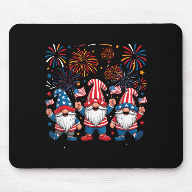 4. Juli Drei Gnome feiern die USA Mousepad (Vorne)