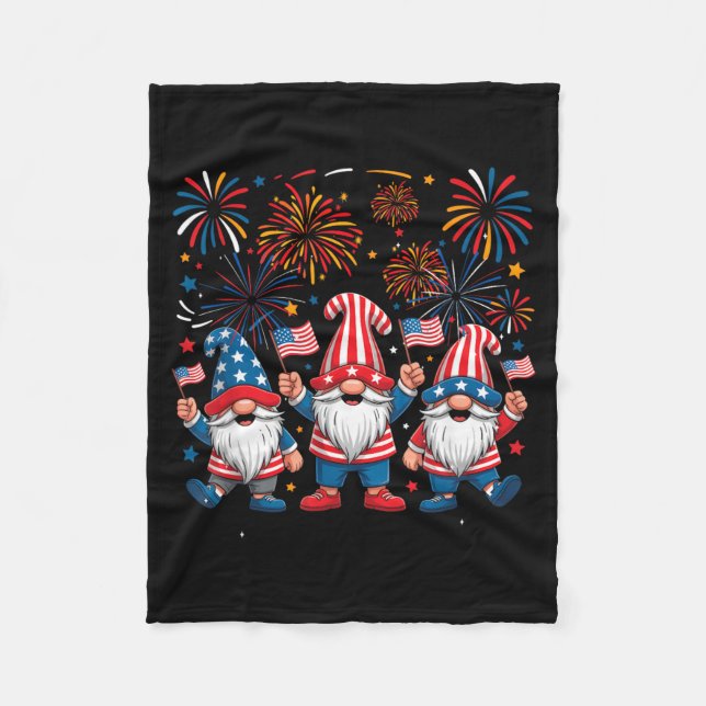 4. Juli Drei Gnome feiern USA Fleecedecke (Vorderseite)
