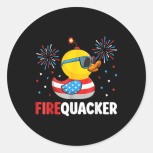 4. Juli Duck Firequacker Patriotic Vierte von J Runder Aufkleber