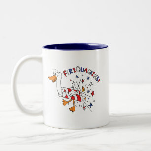 4. Juli Duck Kids Funny Cartoon Zweifarbige Tasse