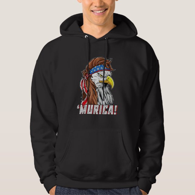 4. Juli Eagle Mullet Murica American Flag USA Hoodie (Vorderseite)