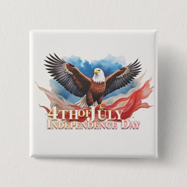 4. Juli Eagle - Patriotisches Kunstdesign Button (Vorderseite)