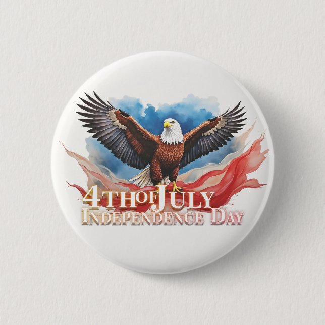 4. Juli Eagle - Patriotisches Kunstdesign Button (Vorderseite)