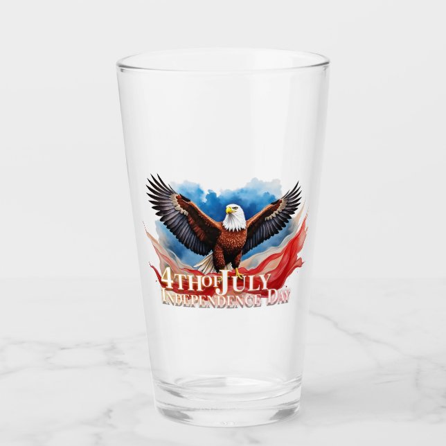 4. Juli Eagle - Patriotisches Kunstdesign Glas (Vorderseite)