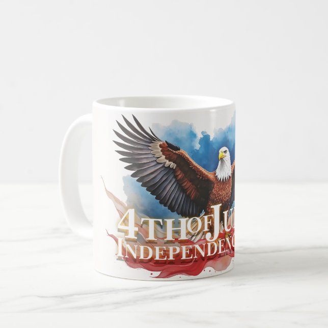 4. Juli Eagle - Patriotisches Kunstdesign Kaffeetasse (Vorderseite Links)