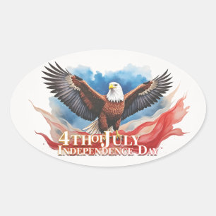 4. Juli Eagle - Patriotisches Kunstdesign Ovaler Aufkleber