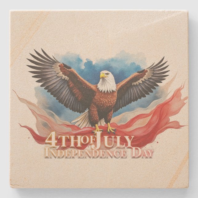 4. Juli Eagle - Patriotisches Kunstdesign Steinuntersetzer (Vorderseite)