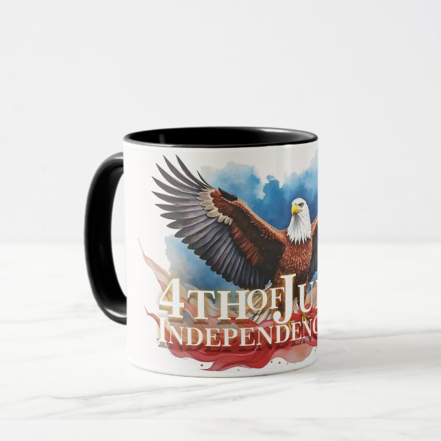 4. Juli Eagle - Patriotisches Kunstdesign Tasse (Vorderseite Links)