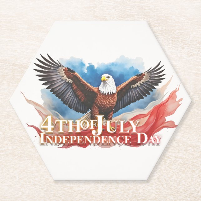 4. Juli Eagle - Patriotisches Kunstdesign Untersetzer (Vorderseite)