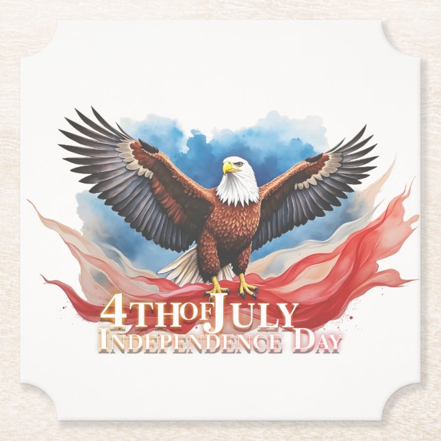 4. Juli Eagle - Patriotisches Kunstdesign Untersetzer (Vorderseite)