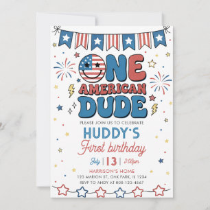 4. Juli Ein amerikanischer Typ Junge 1. Geburtstag Einladung