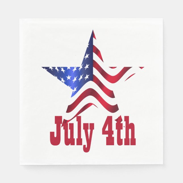 4. Juli Ein Stern mit USA Flag Paper Napkins Serviette (Vorderseite)