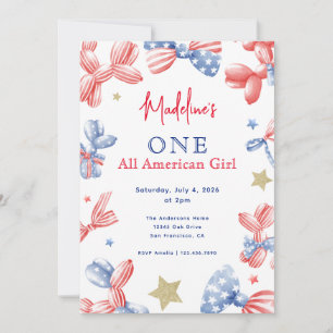 4. Juli Eine amerikanische Mädchen 1. Geburtstag Einladung