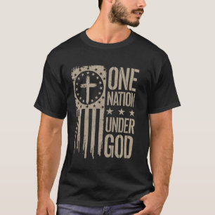 4. Juli Eine Nation Unter Gott Flagge Patriotisch  T-Shirt