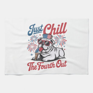 4. Juli Einfach den 4. runterspielen Bulldogge Geschirrtuch