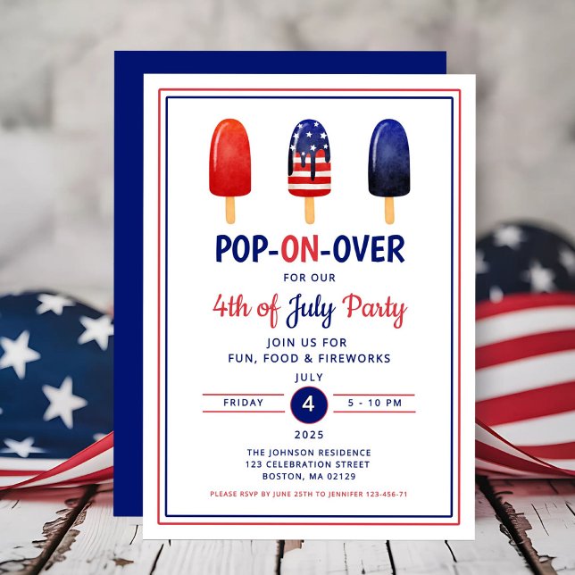 4. Juli Einladung (Red White And Blue Popsicle 4th Of July Invitation)