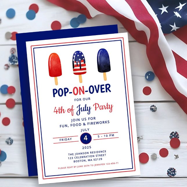 4. Juli Einladung (Red White And Blue Popsicle 4th Of July Invitation ()