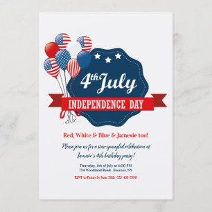 4. Juli Einladung von Balloons