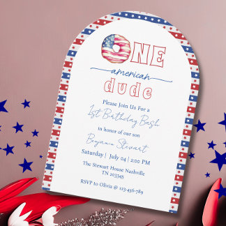 4. Juli Eins amerikanischer Typ 1. Geburtstag Einladung