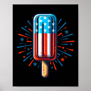 4. Juli Eiscreme American Flag Patriotic Summ Poster