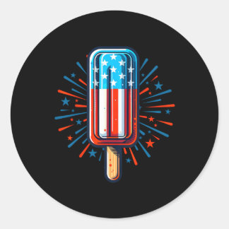 4. Juli Eiscreme American Flag Patriotic Summ Runder Aufkleber