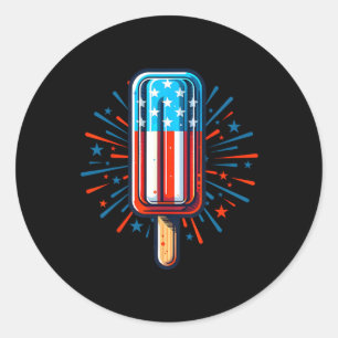 4. Juli Eiscreme Amerikanische Flagge Patriotische Runder Aufkleber