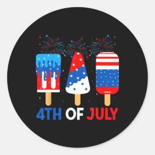 4. Juli Eiscreme Lustig Patriotisch Amerikanische Runder Aufkleber