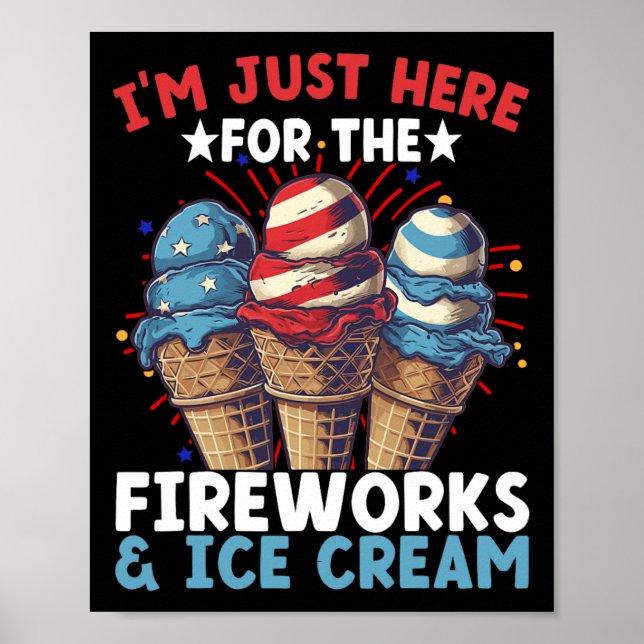 4. Juli Eiscreme Patriotisches Eiscreme  Poster (Vorne)