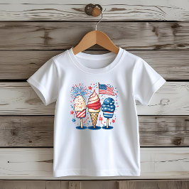 4. Juli Eiscreme USA Flag Kids T-Shirt