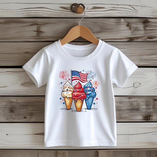 4. Juli Eiscreme USA Flag Kids T - Shirt (Von Creator hochgeladen)